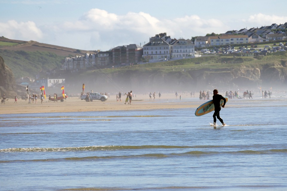 Newquay holiday makers at Perranporth in Cornwall