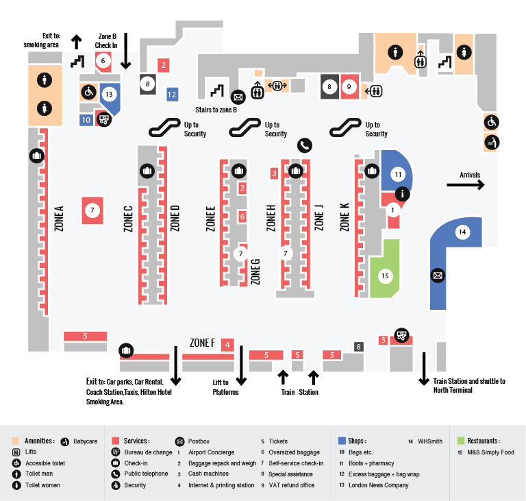 gatwick airport south terminal map Gatwick South Terminal Maps Gatwick Airport Guide